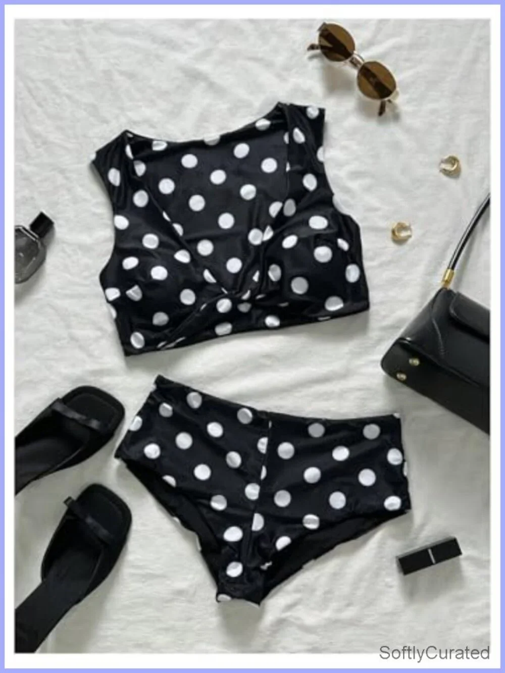 Polka Dots Twist High Waisted Bikini Set Two Piece Bathing Suit Beachwear